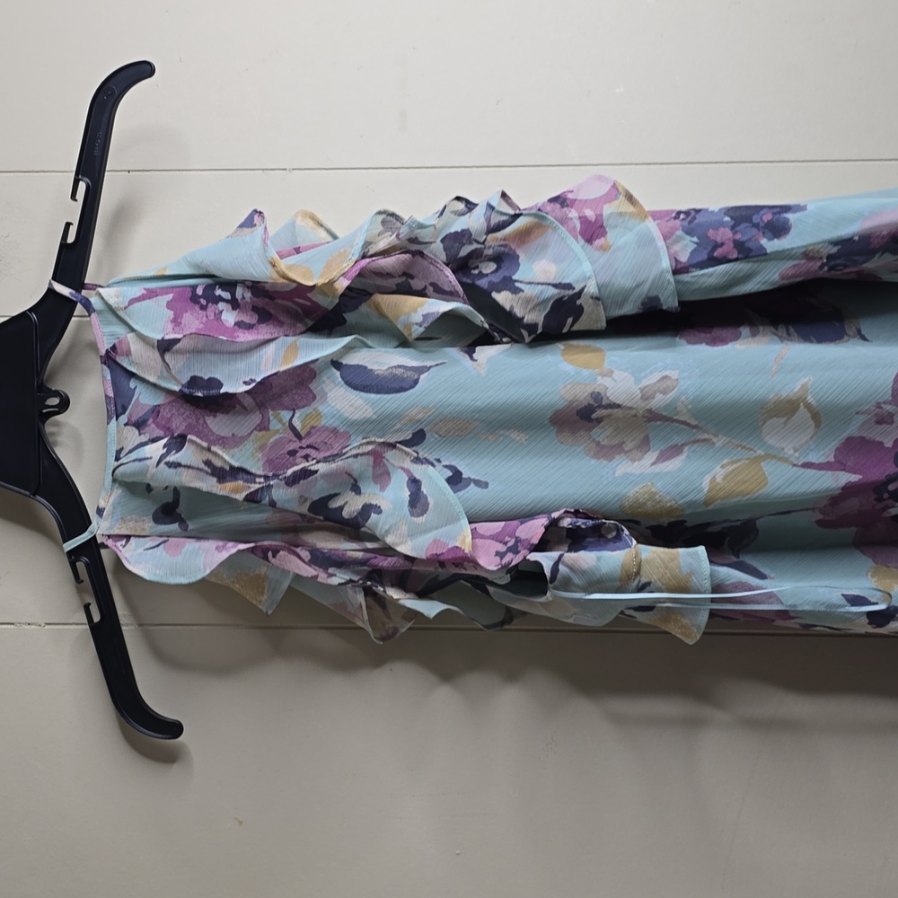 Women's Floral Ruffle Top - Blue and Purple 8 Lauren Ralph Lauren - Picture 7 of 9